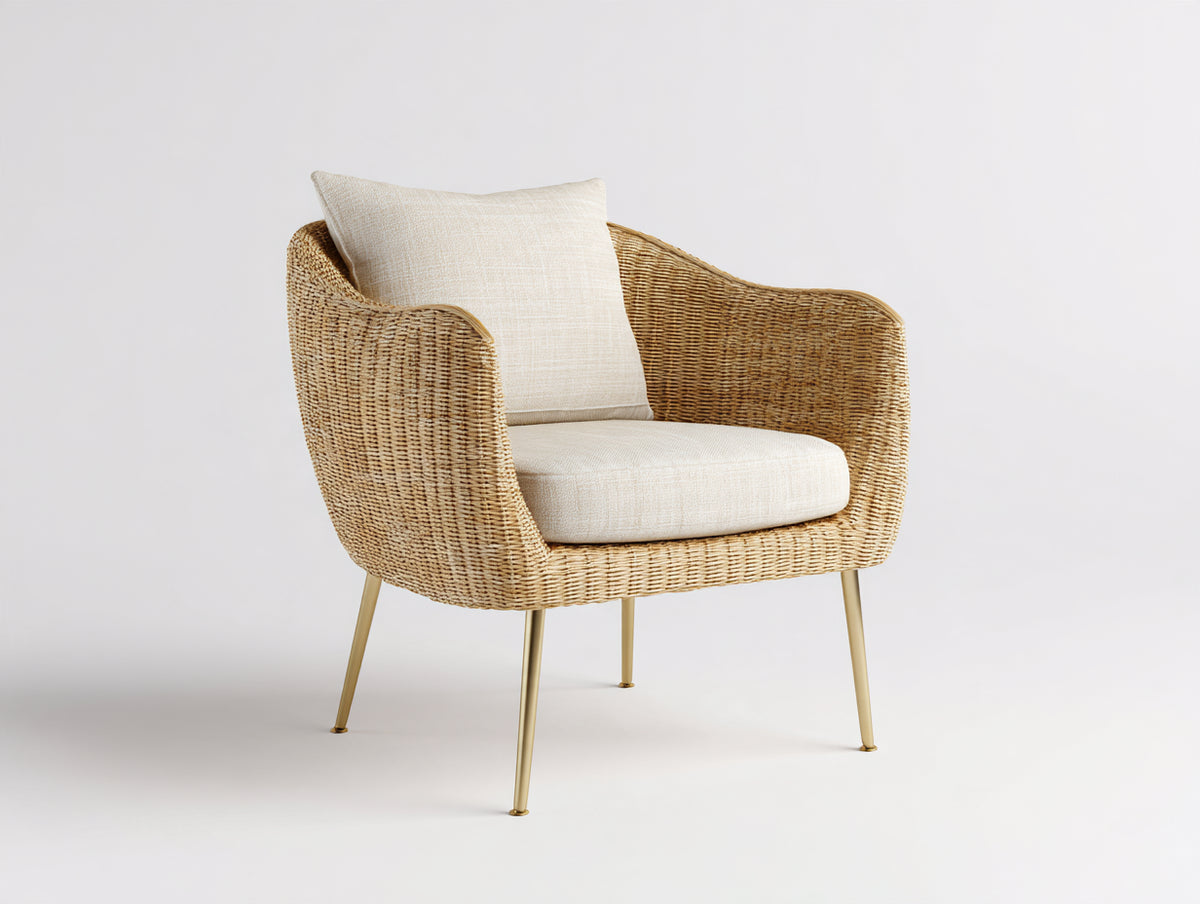 Poltrona da giardino-Rattan sintetico-Metallo-82x78x82 cm-Naturale-Beige-Stile moderno naturale