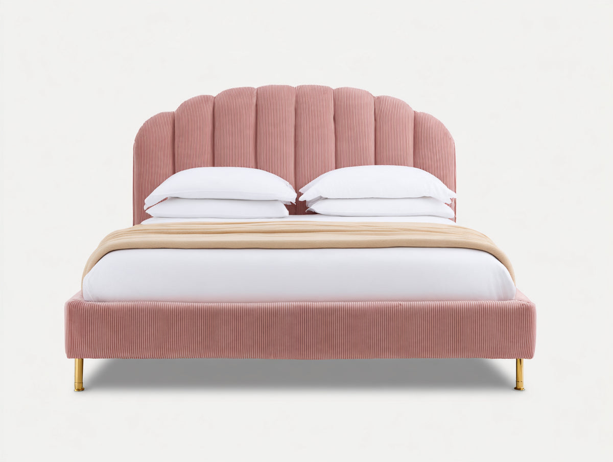 Letto matrimoniale-Tessuto-Legno-225x185x120 cm-Rosa-Design moderno