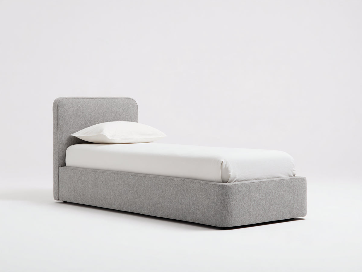 Letto singolo-Tessuto-200x90x100 cm-Grigio chiaro-Stile moderno