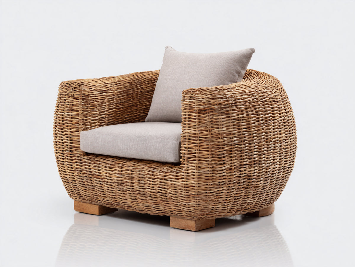 Poltrona da giardino-Rattan sintetico-Legno-95x90x78 cm-Naturale-Beige-Stile naturale moderno
