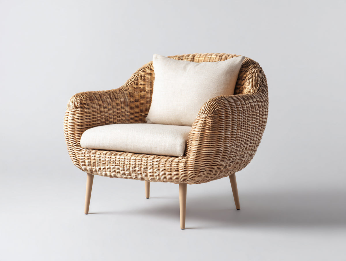 Poltrona da giardino-Rattan sintetico-Metallo-88x82x85 cm-Naturale-Beige-Stile moderno naturale