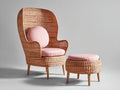 Poltrona da giardino-Rattan sintetico-Tessuto-80x75x105 cm-marrone-rosa cipria-stile moderno