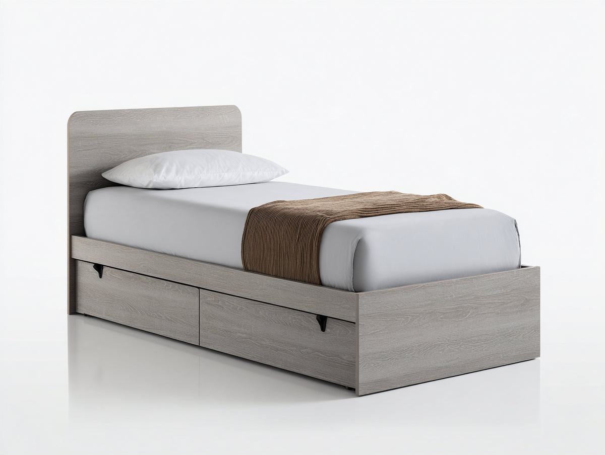 Letto singolo-Legno-200x90x100 cm-Beige-Stile moderno