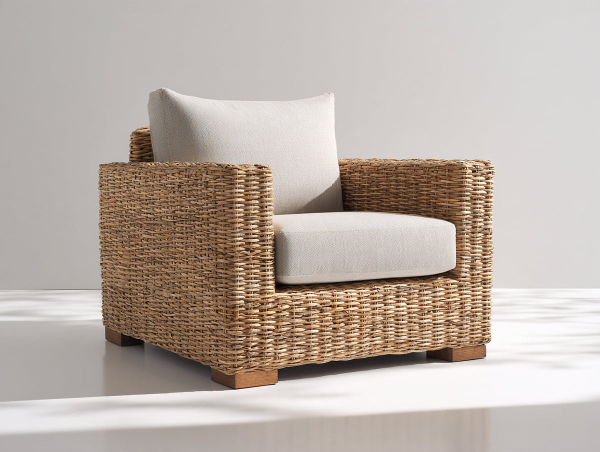 Poltrona da giardino-Rattan sintetico-Legno-98x90x84 cm-Naturale-Beige-Stile naturale moderno