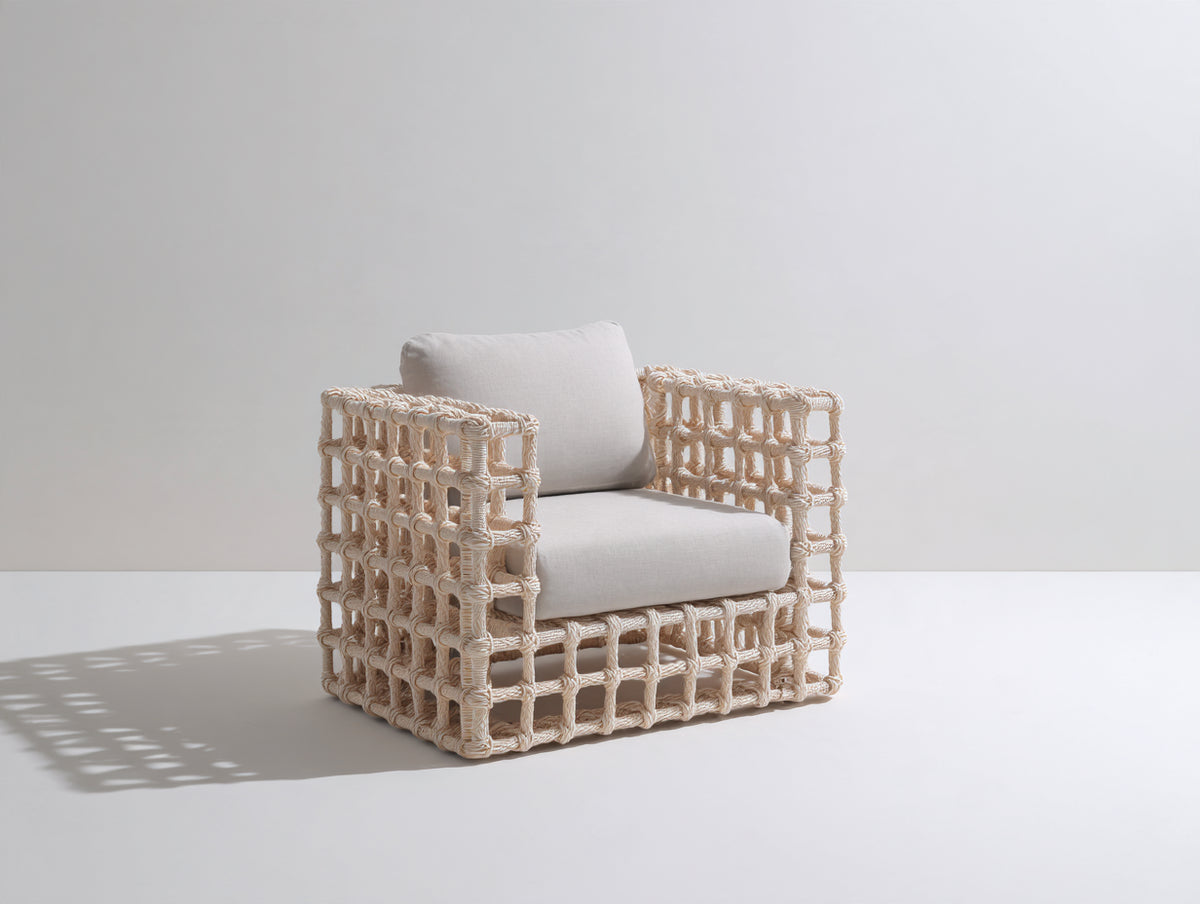 Poltrona da giardino-Rattan sintetico-80x75x75 cm-Beige-Stile moderno naturale