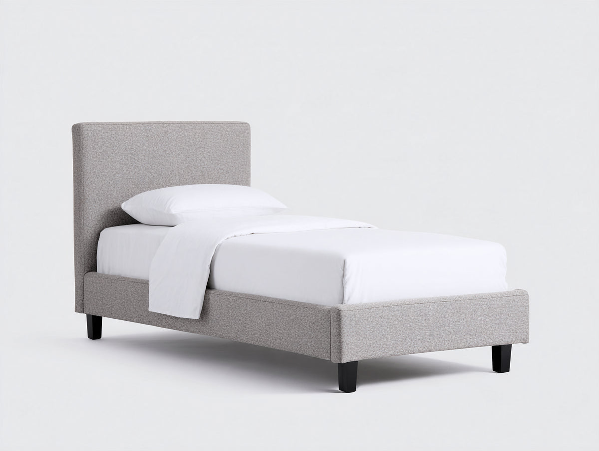 Letto singolo-Tessuto-Legno-210x100x105 cm-Grigio-Design moderno