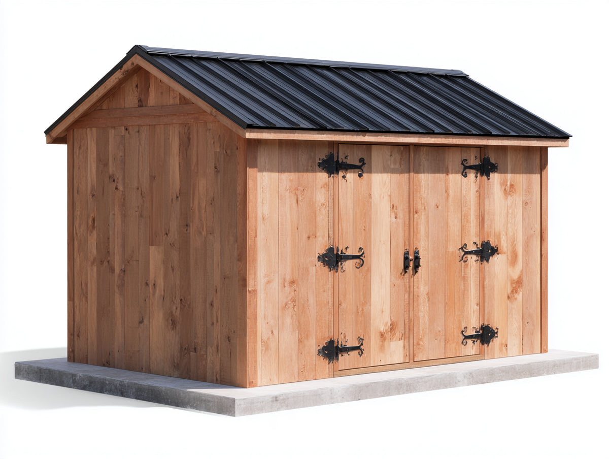 Casetta da giardino-Legno-Metallo-350x250x230 cm-Naturale-Nero-Stile rustico moderno