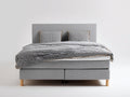Letto matrimoniale-Tessuto-Legno-220x180x115 cm-Grigio-Design moderno