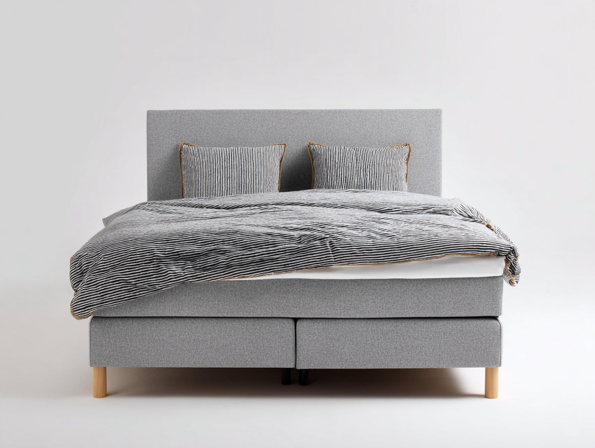 Letto matrimoniale-Tessuto-Legno-220x180x115 cm-Grigio-Design moderno