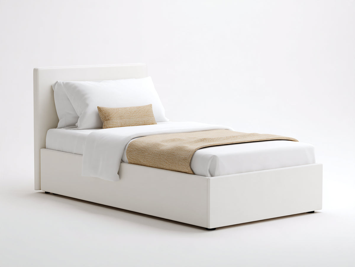 Letto singolo-Ecopelle-200x90x100 cm-Bianco-Stile moderno