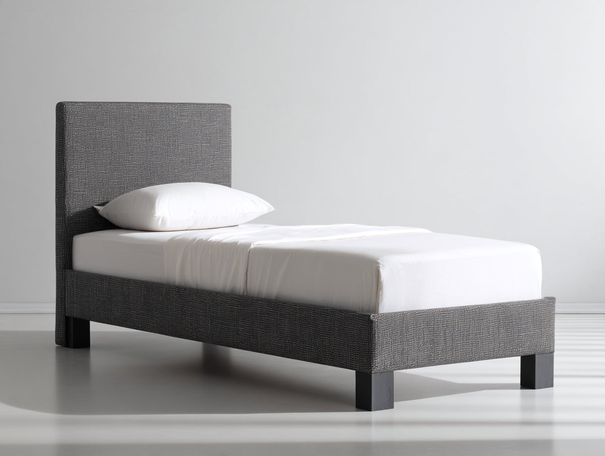 Letto singolo-Tessuto-200x90x100 cm-Grigio antracite-Stile moderno