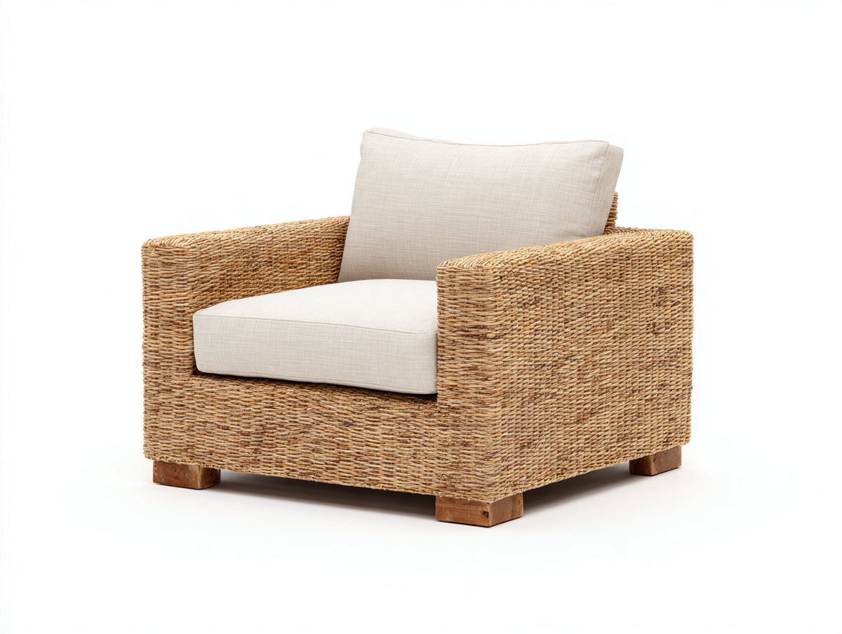 Poltrona da giardino-Rattan sintetico-Legno-108x95x78 cm-Naturale-Beige-Stile moderno naturale