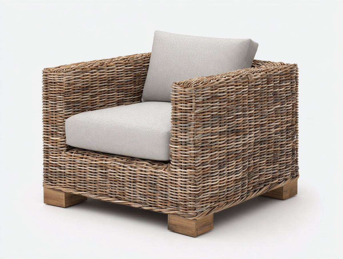 Poltrona da giardino-Rattan sintetico-Legno-108x96x86 cm-Naturale-Beige-Stile moderno naturale