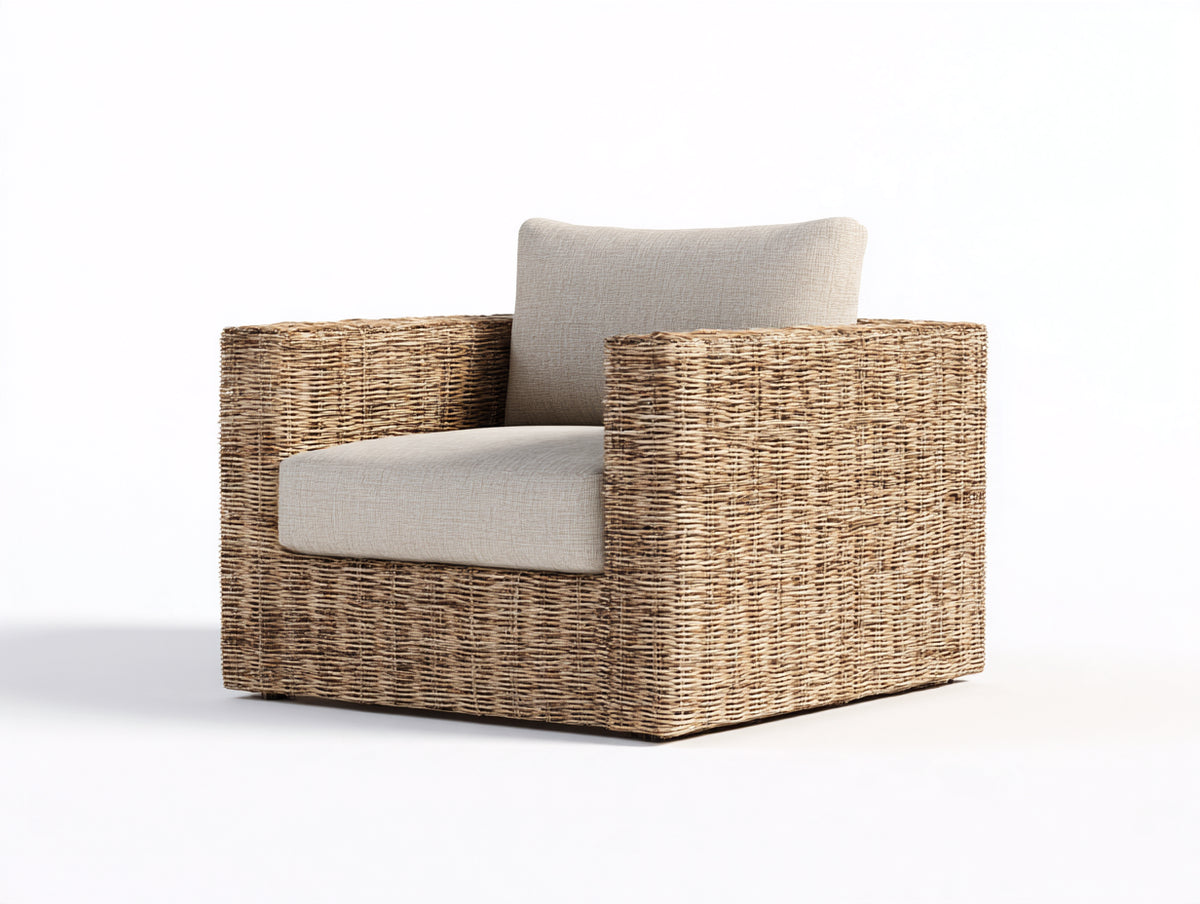 Poltrona da giardino-Rattan sintetico-100x92x82 cm-Naturale-Beige-Stile naturale moderno