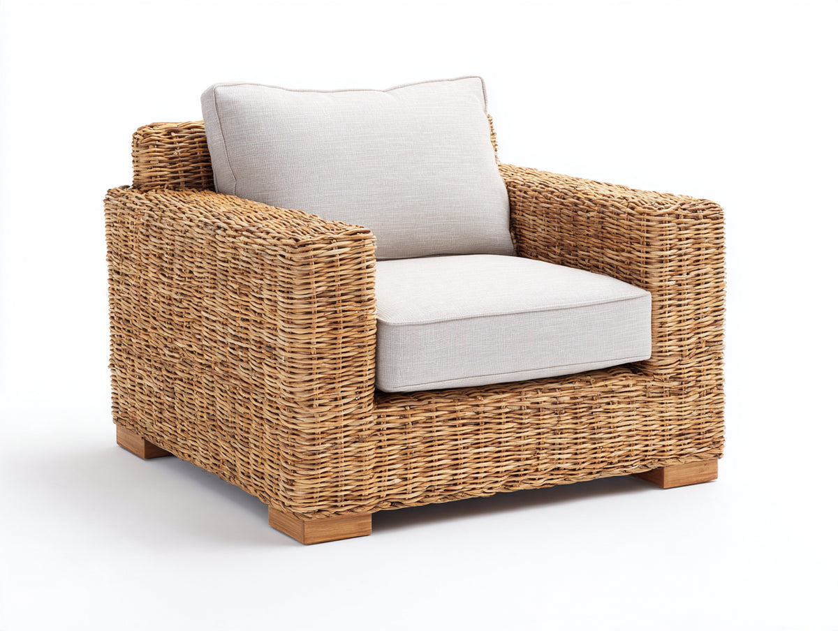 Poltrona da giardino-Rattan sintetico-Legno-120x100x85 cm-Naturale-Beige-Stile moderno naturale